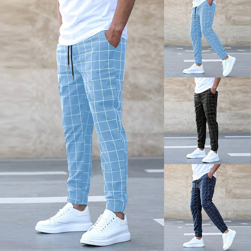 Mens Plaid Trousers Relaxed Fit, Plaid Pants with Pockets – image 5