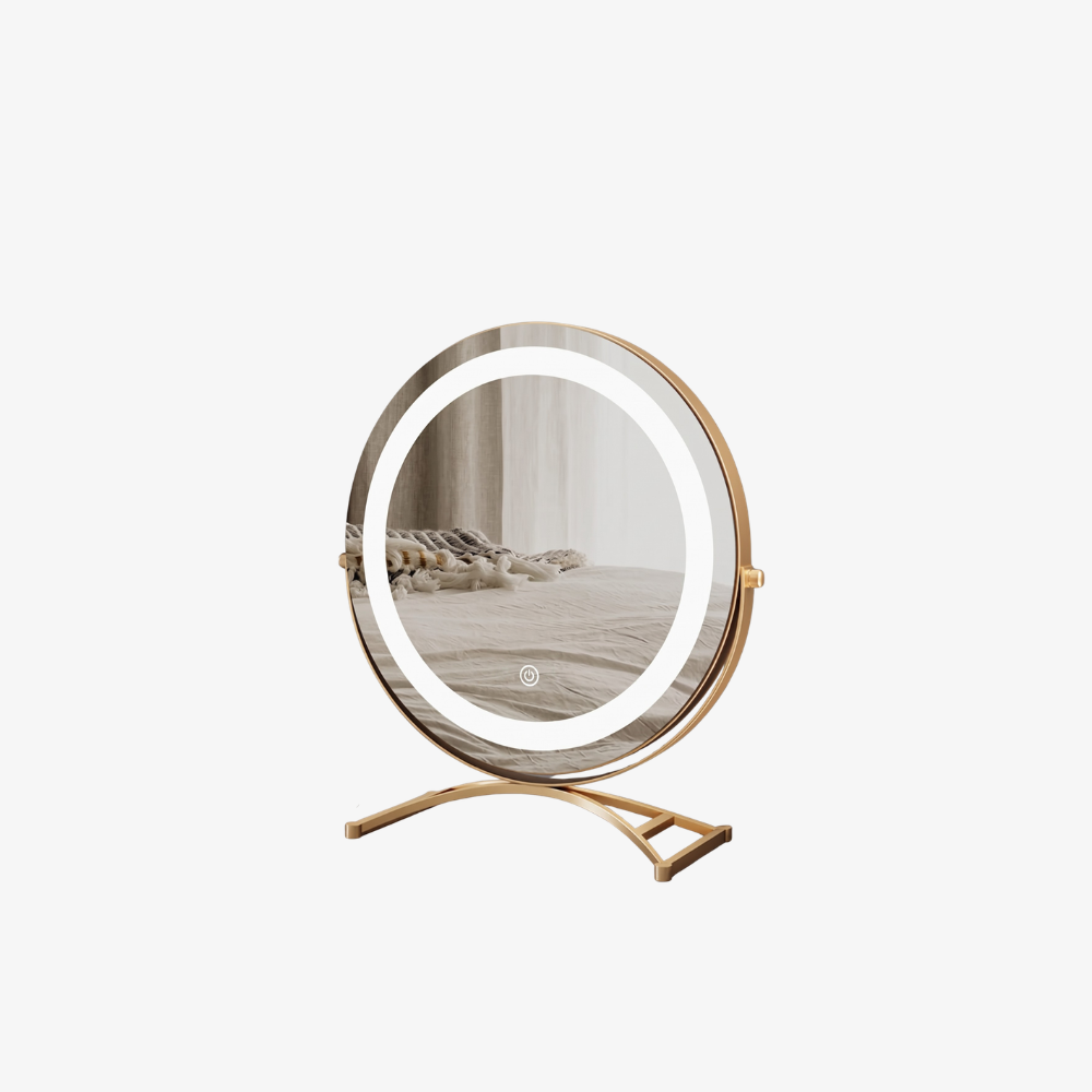Lighted Vanity Mirror in Gold, Rechargeable LED Makeup Mirror with Lights