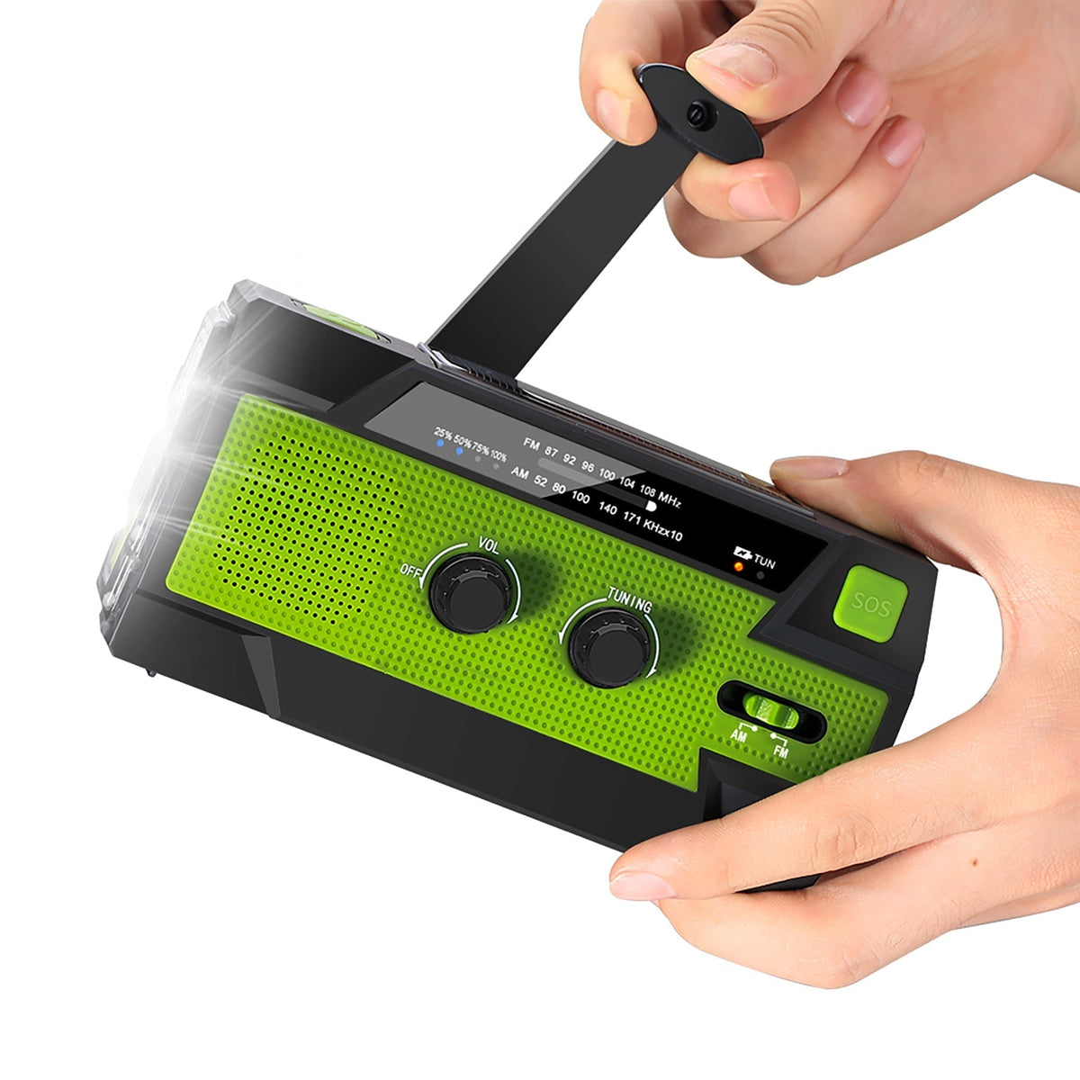 Portable AM FM Radio, Solar Powered Radio with Power Bank and LED Flashlight – image 5
