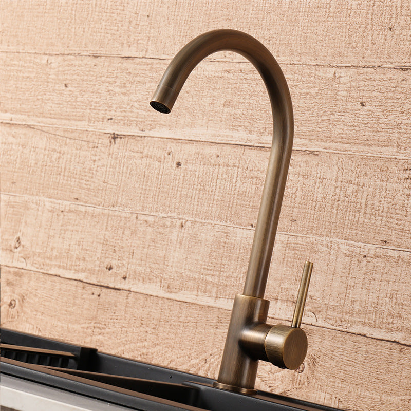 Antique Brass Kitchen Faucet Single Handle, Brass Kitchen Sink Faucet with 360 Degree Swivel