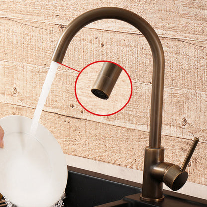 Antique Brass Kitchen Faucet Single Handle, 304 Stainless Steel Body – image 4