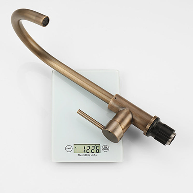 Antique Brass Kitchen Faucet Single Handle, 304 Stainless Steel Body – image 6