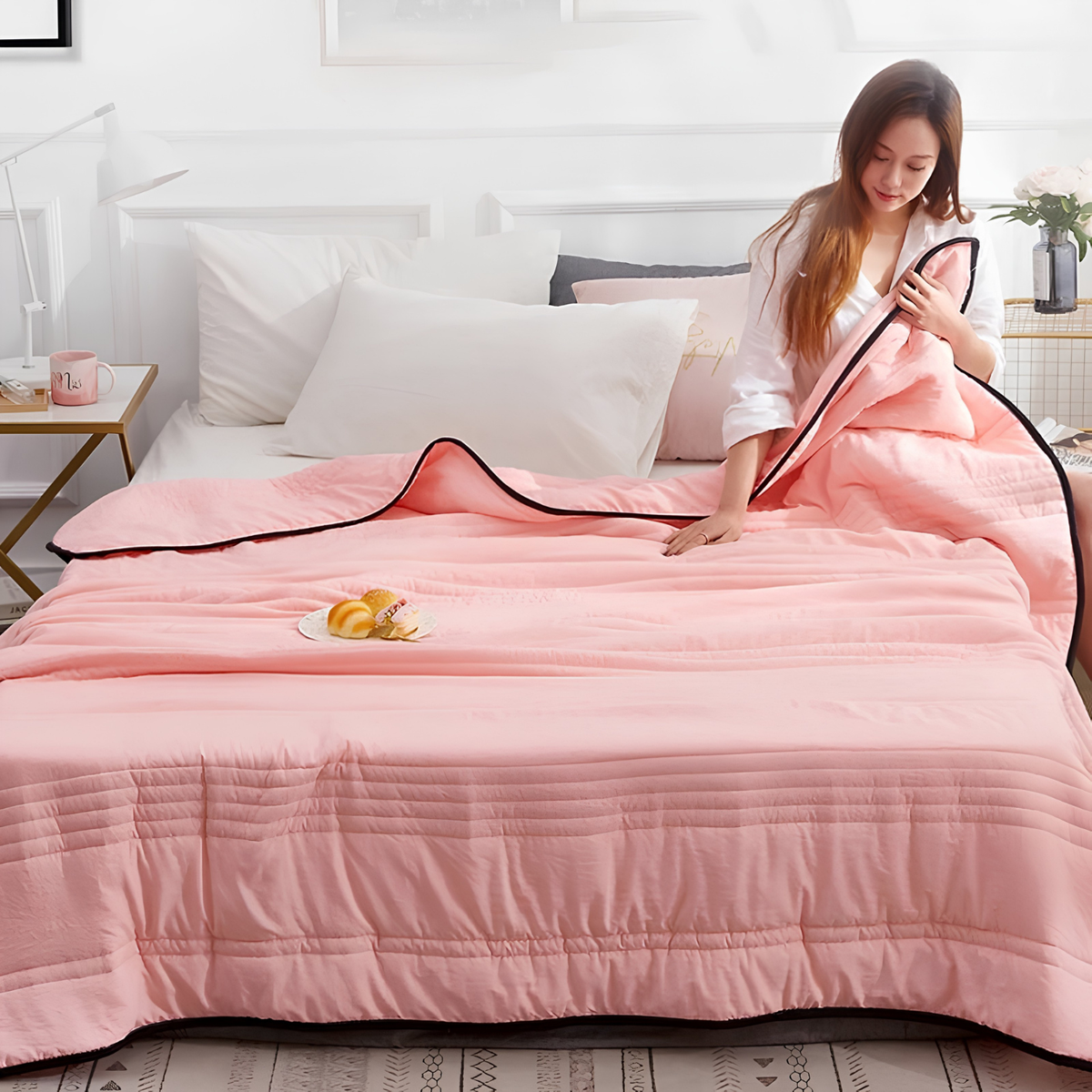 Cooling Blanket for Hot Sleepers, Machine Washable Travel Blanket in 2 Sizes – image 5