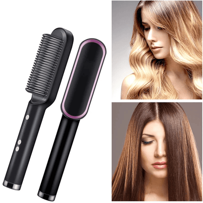 Hair Straightener Brush, Heated Straightening Brush with Temperature Control