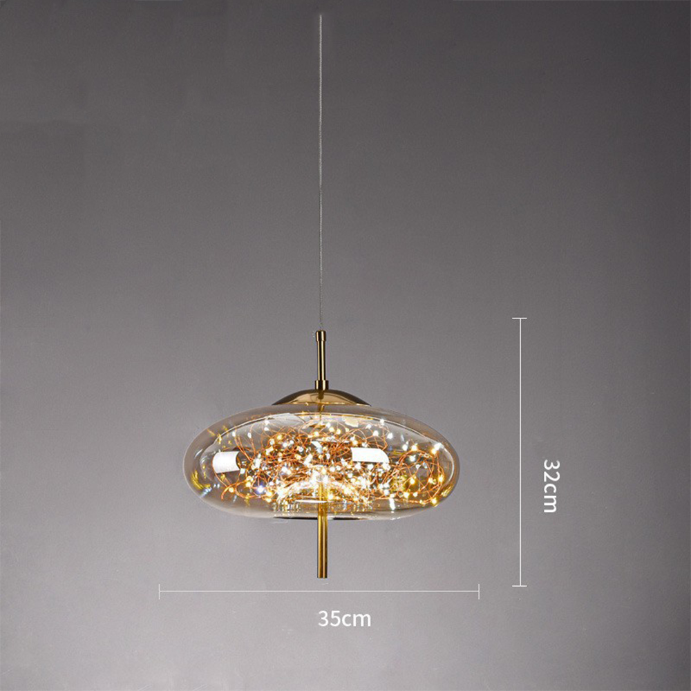 LED Ceiling Lights with Glass Shade, Modern Pendant Light with Adjustable Cord – image 10