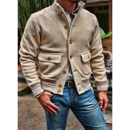 Mens Motorcycle Jacket with Stand Collar, Moto Jacket for Men with Flap Pockets – image 10
