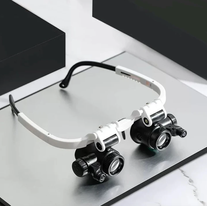 Magnifier Glasses with Light, Head Mounted Magnifier with 8x 15x 23x Magnification, LED Magnifier Glasses for Jewelry