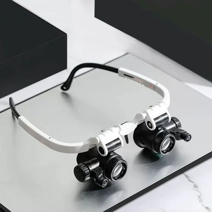 Magnifier Glasses with Light, Head Mounted Magnifier with 8x 15x 23x Magnification, LED Magnifier Glasses for Jewelry