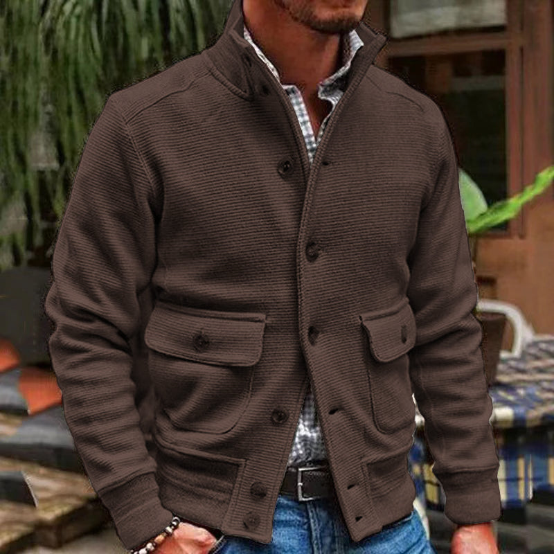 Mens Motorcycle Jacket with Stand Collar, Casual Biker Jacket for Everyday – image 5