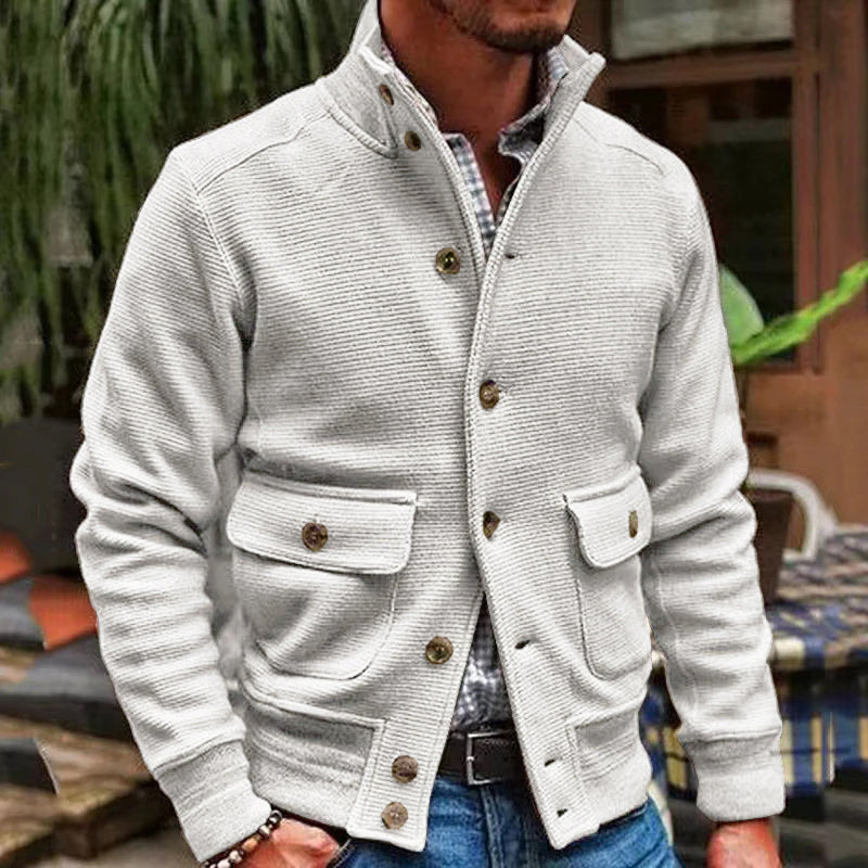 Mens Motorcycle Jacket with Stand Collar, Casual Biker Jacket for Everyday