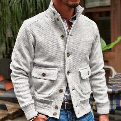 Mens Motorcycle Jacket with Stand Collar, Casual Biker Jacket for Everyday
