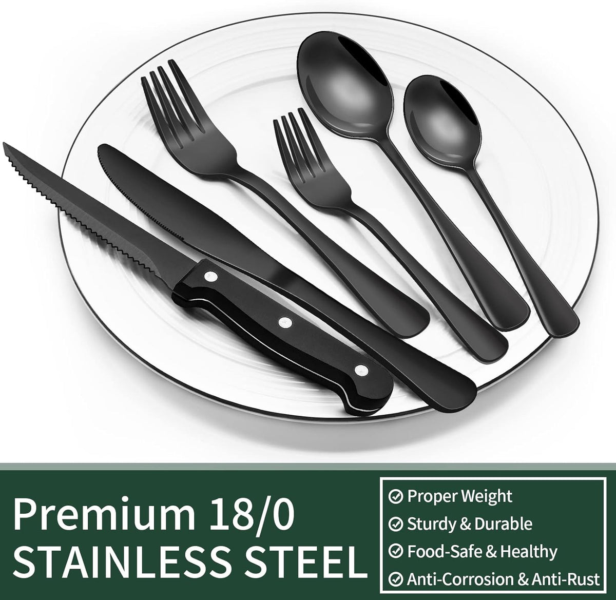 Black Silverware Set for 4 – image 4