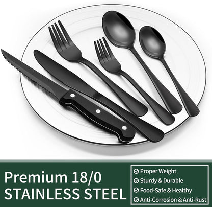 Black Silverware Set for 4 – image 4