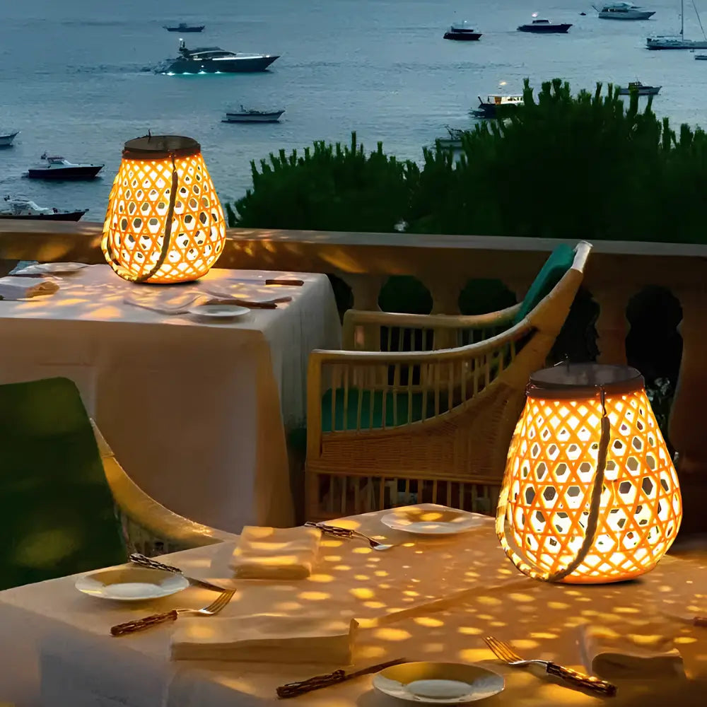 Woven Solar Garden Lantern 1