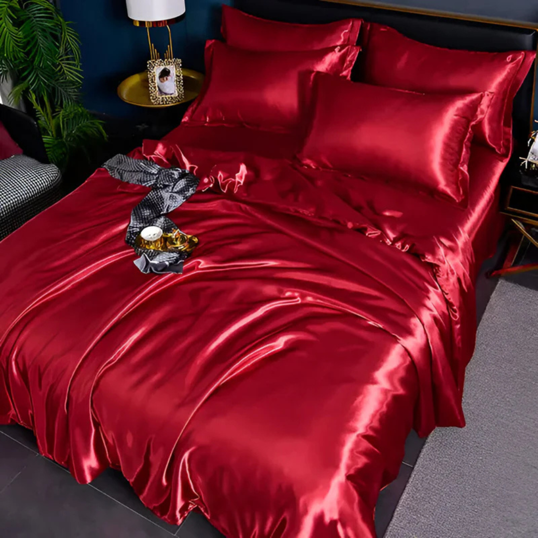 Duvet Cover Set with 2 Pillowcases, Breathable Silky Bedding Set for Bedroom