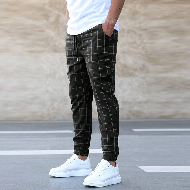Mens Plaid Trousers Relaxed Fit, Plaid Pants with Pockets, Mens Casual Pants for Everyday Wear, Mens Slacks
