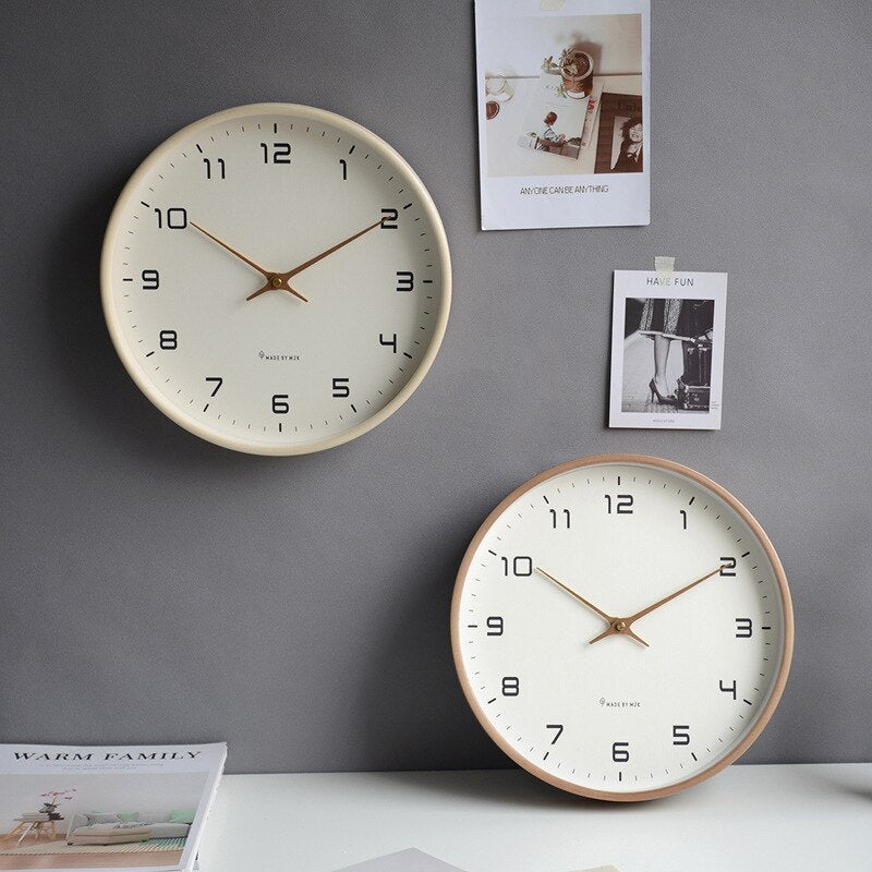 Wooden Wall Clock, Modern Wall Clock with Quiet Quartz Movement, Scandinavian Wall Decor for Living Room and Bedroom
