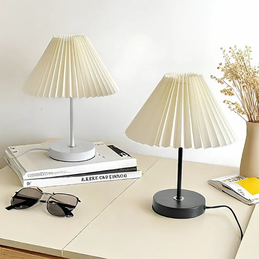 Pleated Fabric Shade Table Lamp 0