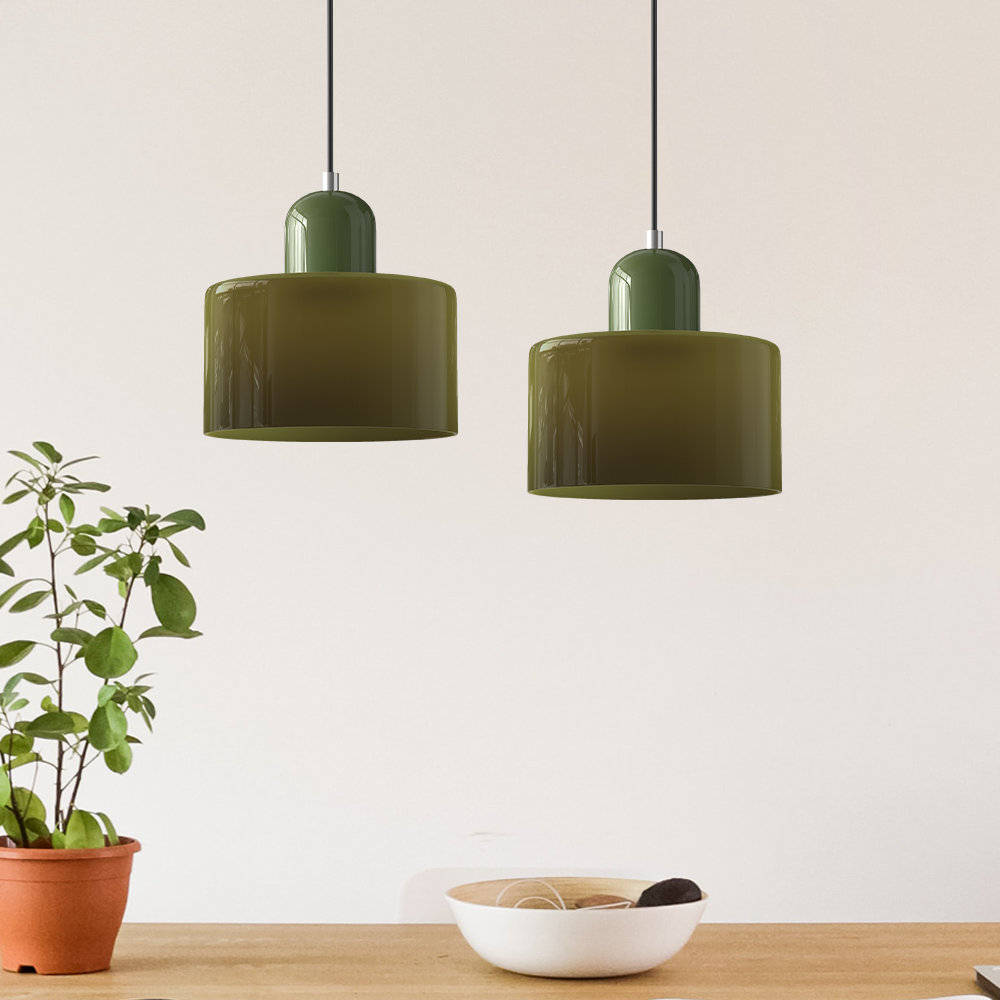 Kitchen Island Pendant Light, Modern Pendant Lamp with Halo Glass Ring