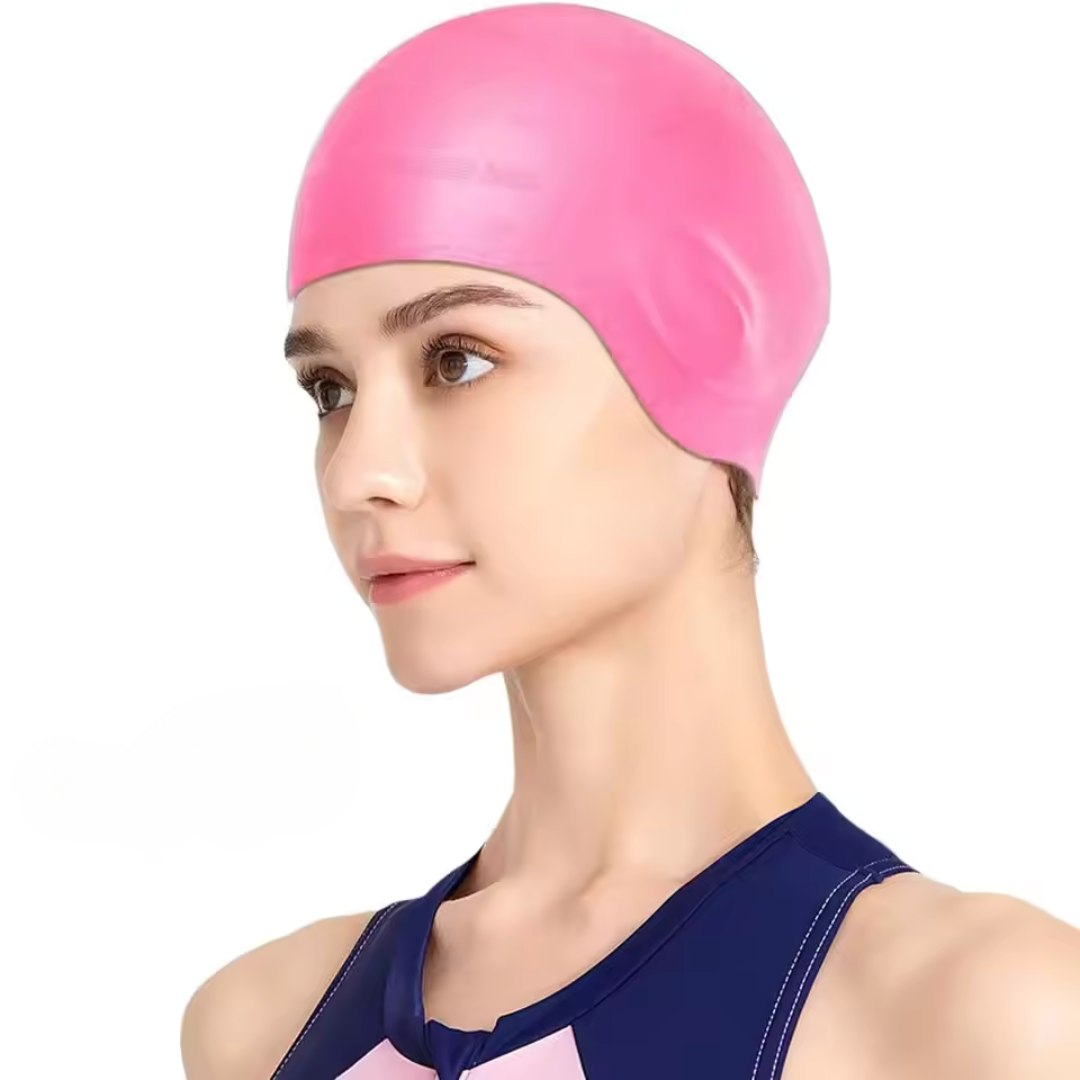Silicone Swim Cap for Women and Men, Pool Swimming Cap with Ear Protection