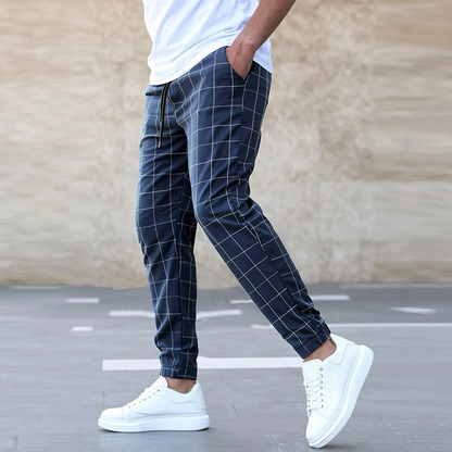 Mens Plaid Trousers Relaxed Fit, Mens Casual Pants for Everyday Wear