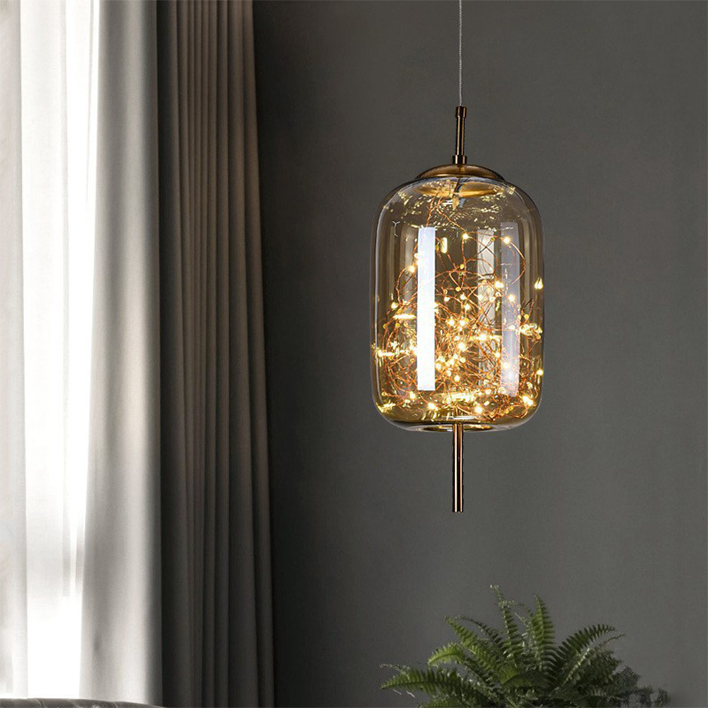 LED Ceiling Lights with Glass Shade, Modern Pendant Light with Adjustable Cord, Hanging Lamp for Kitchen and Dining Room