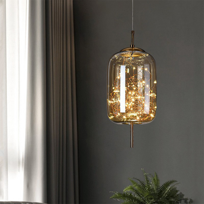 LED Ceiling Lights with Glass Shade, Modern Pendant Light with Adjustable Cord, Hanging Lamp for Kitchen and Dining Room