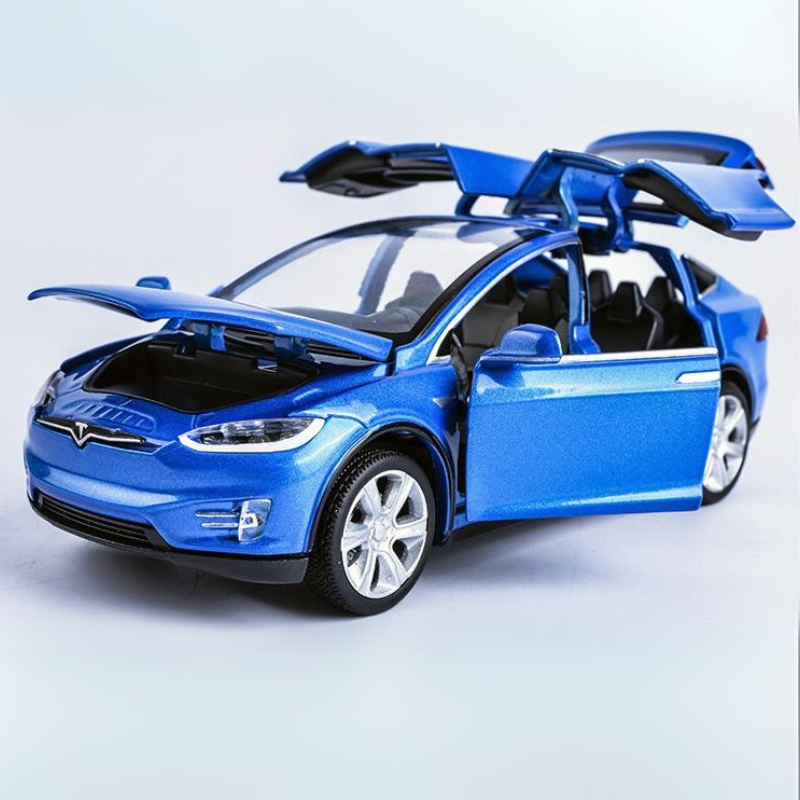 Miniature Car, Tesla Model X Model Car with Sound and Light, Diecast Cars for Kids 3 to 6, Pull Back Car in 1:32 Scale