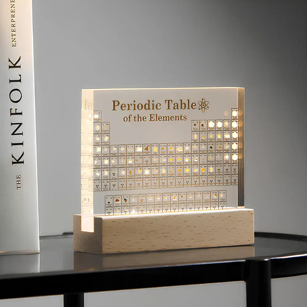 Periodic Table with Real Elements, 3D Periodic Table of Elements Display with LED Light, Home Decor and Office Decor
