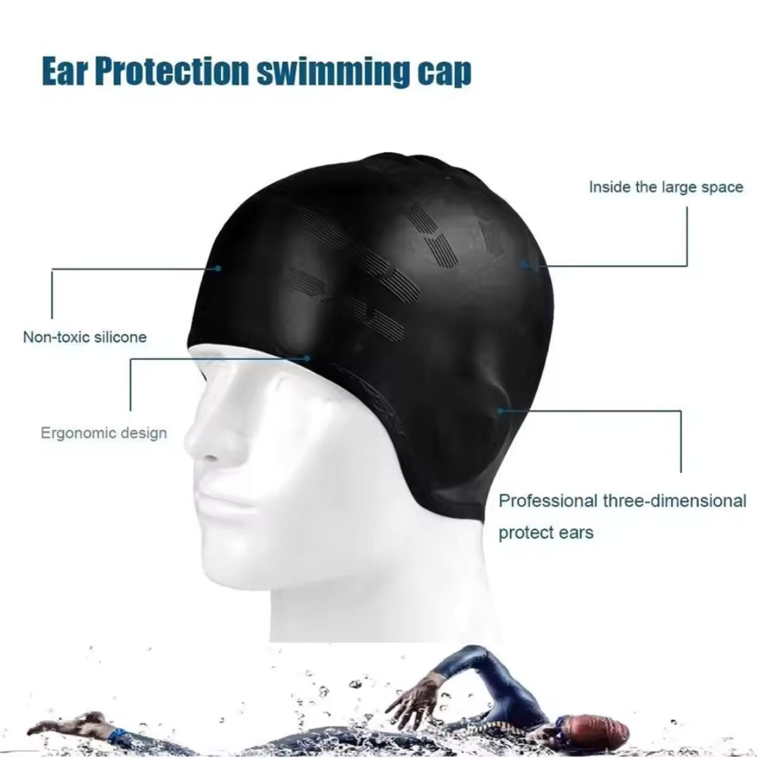 Silicone Swim Cap for Women and Men, Waterproof Swim Cap for Long Hair – image 8