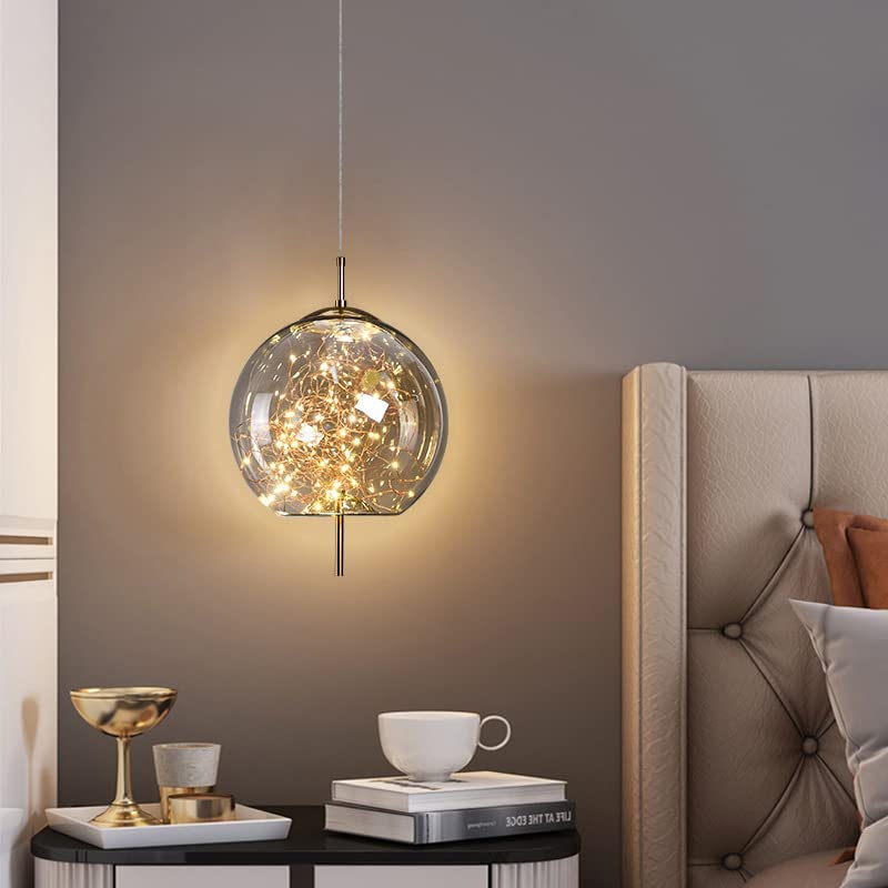 LED Ceiling Lights with Glass Shade, Modern Pendant Light with Adjustable Cord – image 6