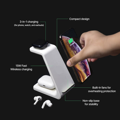 Wireless Charging Station, 3 in 1 Wireless Charger for Phone Watch and Earbuds – image 8