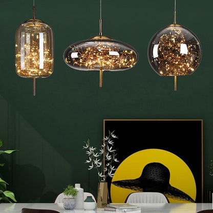 LED Ceiling Lights with Glass Shade, Modern Pendant Light with Adjustable Cord – image 14