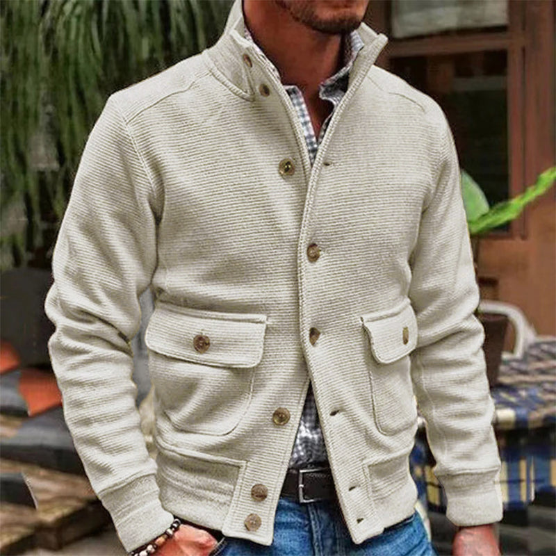 Mens Motorcycle Jacket with Stand Collar, Casual Biker Jacket for Everyday – image 9