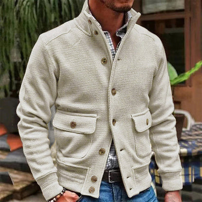 Mens Motorcycle Jacket with Stand Collar, Casual Biker Jacket for Everyday – image 9