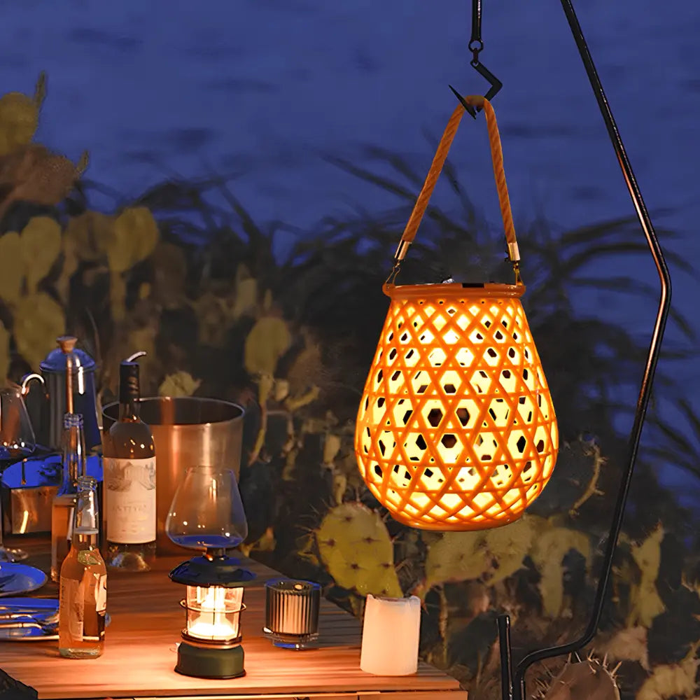 Woven Solar Garden Lantern 0
