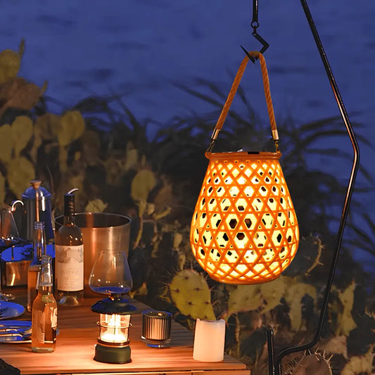 Woven Solar Garden Lantern 0