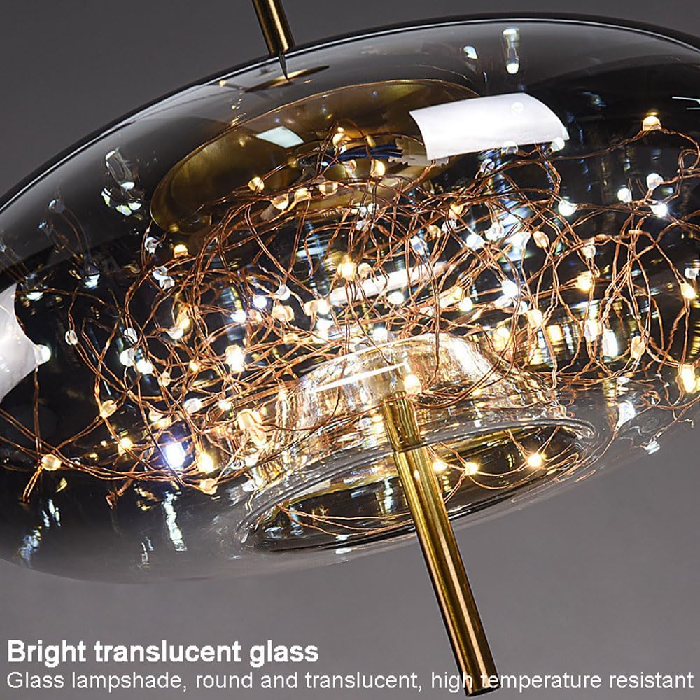 LED Ceiling Lights with Glass Shade, Modern Pendant Light with Adjustable Cord – image 22