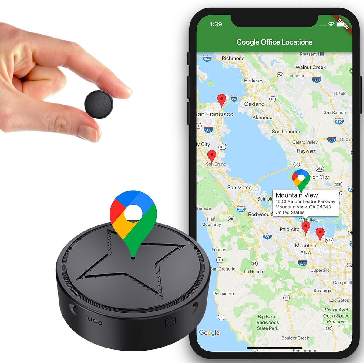 GPS Tracker for Cars, Magnetic Vehicle GPS Tracker with Live Location and Audio Recording, Mini Car Tracking Device