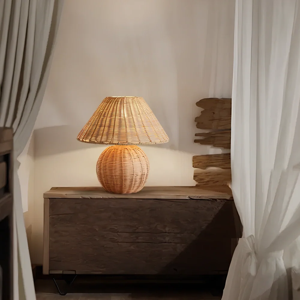 Handwoven Bamboo Table Lamp 1