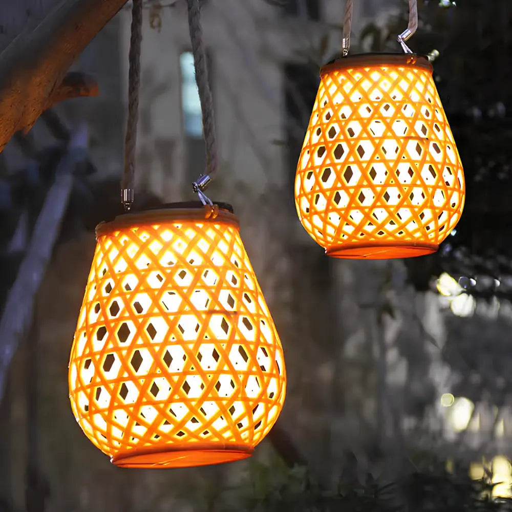 Woven Solar Garden Lantern 14