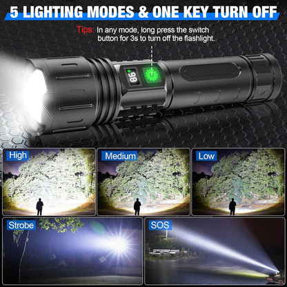 Rechargeable Flashlight, Torch Light with Adjustable Beam