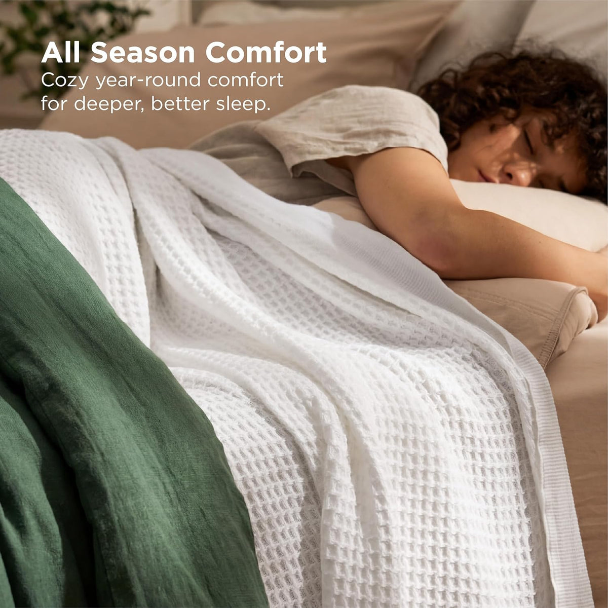 Cotton Throw Blanket, Waffle Weave King Size Blanket for All Seasons – image 9