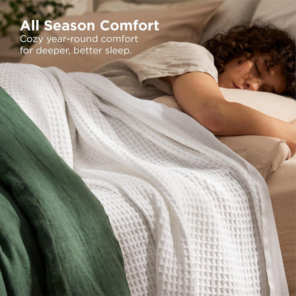 Cotton Throw Blanket, Waffle Weave King Size Blanket for All Seasons – image 9