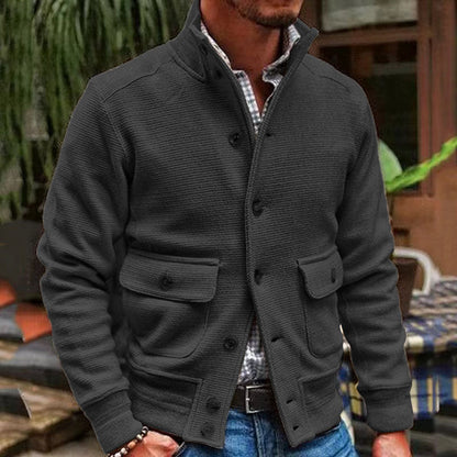 Mens Motorcycle Jacket with Stand Collar, Casual Biker Jacket for Everyday – image 7