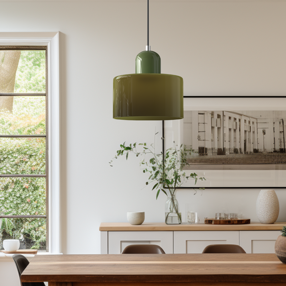 Kitchen Island Pendant Light, Modern Pendant Lamp with Halo Glass Ring – image 4