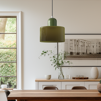 Kitchen Island Pendant Light, Modern Pendant Lamp with Halo Glass Ring – image 4