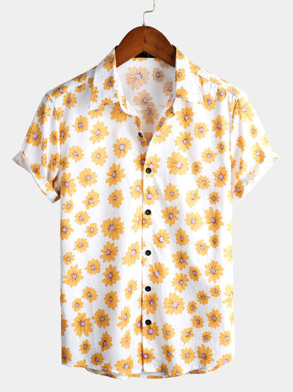 Hawaiian Shirt for Men, Mens Floral Shirt Short Sleeve Button Up – image 4