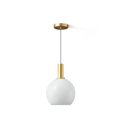 Glass Pendant Light, Modern Pendant Lamp with Brass Body, Hanging Light for Dining Room and Living Room