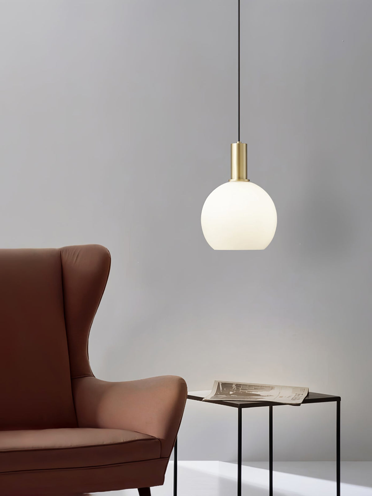 Glass Pendant Light, Modern Pendant Lamp with Brass Body – image 19